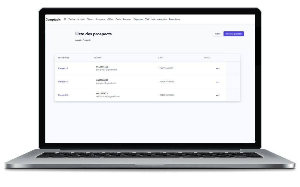 prospects logiciel facturation et CRM